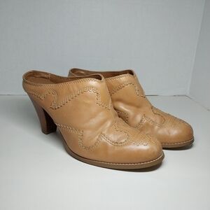 Vintage Y-Not? Womens Size 7M Sasha leather Western Style Booties Tan Heels